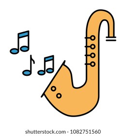 saxophone musical with music notes