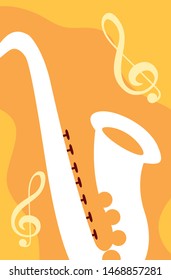 saxophone musical on note background