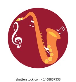 saxophone musical on note background