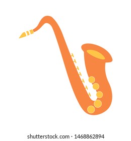 saxophone musical on white background