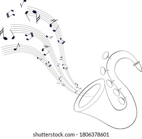 Saxophone and musical waves on a white background.
Musical poster for your design. Music background vector illustration. EPS10