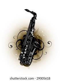 saxophone on a floral background