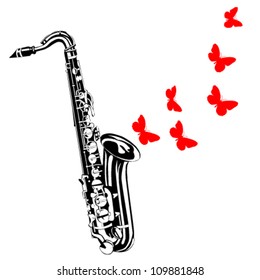 Saxophone on a white background