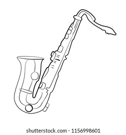 saxophone on white background linear vector illustration. It is used in web design and printing.
