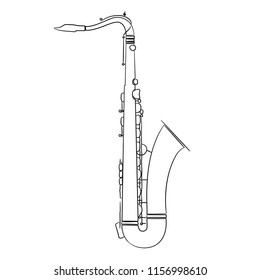 saxophone on white background linear vector illustration. It is used in web design and printing.