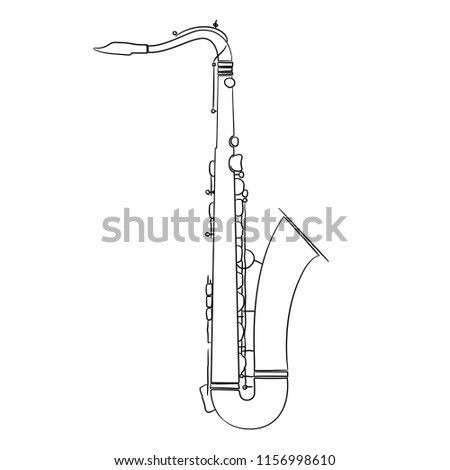 saxophone on white background linear vector illustration. It is used in web design and printing. Сток-фото © 