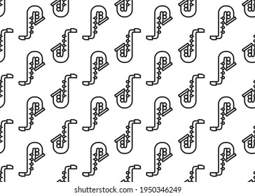 Saxophone on a white background. Seamless texture. For paper and fabric design.