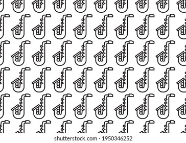 Saxofón de fondo blanco. Textura sin inconvenientes. Para el diseño de papel y tela.