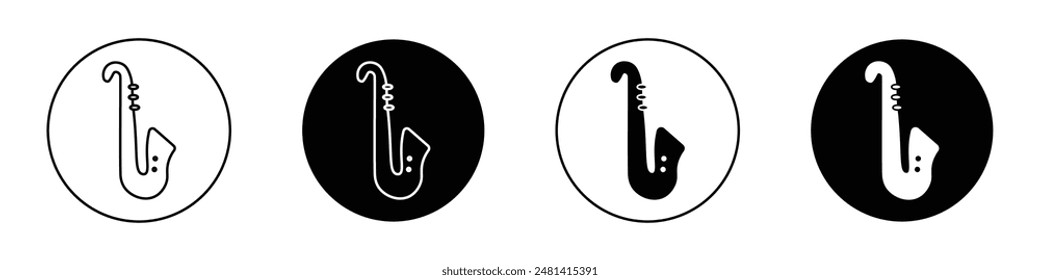 Saxophone outlined icon vector collection.