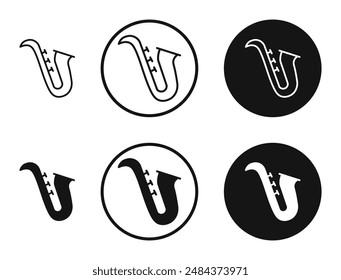 Saxophone outlined icon vector collection.