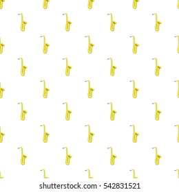 Saxophone pattern. Cartoon illustration of saxophone vector pattern for web