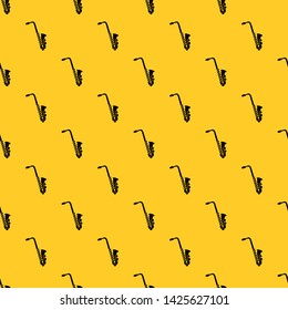 Saxophone pattern seamless vector repeat geometric yellow for any design