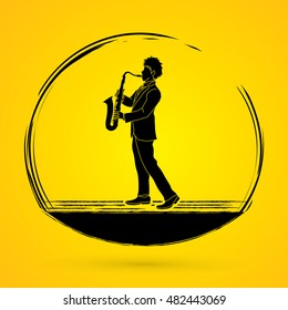 Saxophone player graphic vector.