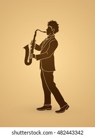 Saxophone player graphic vector.