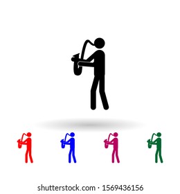 Saxophone player multi color icon. Simple glyph, flat vector of music icons for ui and ux, website or mobile application
