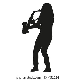 Saxophone player. Vector silhouette