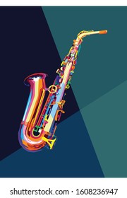 saxophone in popart style for background illustration or image