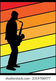 Saxophone retro vector art design, eps file. design file for t-shirt. SVG, EPS cuttable design file