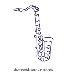 Saxophone, sax contour vector illustration 