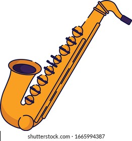 Saxophone. Sax. Saxes. Jazzy instrument. Brass music intrument. Saxophone flat clip art. Brass instrument design asset. Saxophonists icon