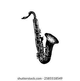 Saxophone, sax. Wind musical instruments. Competition. A set of vector illustrations. Minimalistic design. Banner, flyer, cover, print.