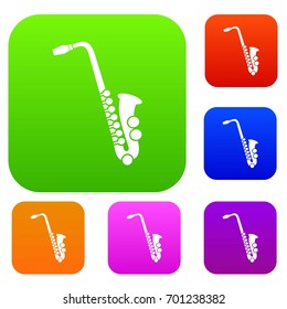 Saxophone set icon in different colors isolated vector illustration. Premium collection