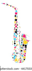 Saxophone shape vector design by color point
