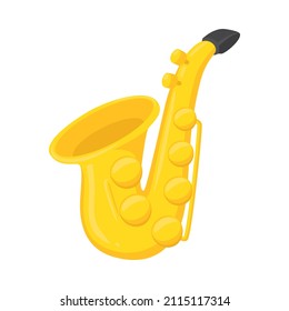 Saxophone Sign Emoji Icon Illustration. Music Instrument Vector Symbol Emoticon Design Clip Art Sign Comic Style.