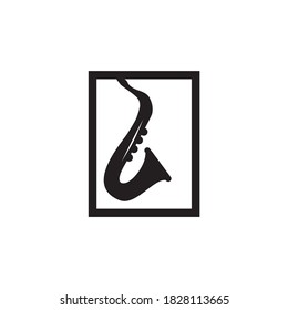 Saxophone sign logo design vector template
