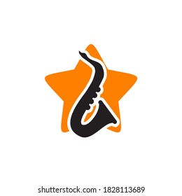 Saxophone sign logo design vector template