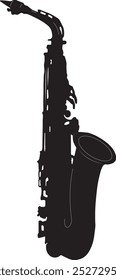saxophone silhouette black on white background