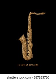 Saxophone silhouette, designed using gold grunge brush graphic vector.