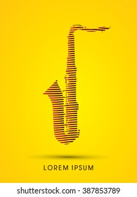 Saxophone silhouette, designed using line brush graphic vector.