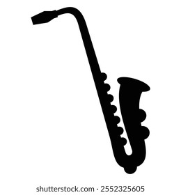 Saxophone Silhouette on Solid Background with Elegant Shape