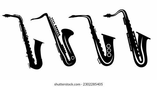 Saxophonsilhouette, Vektorgrafik, hohe Qualität, weißer Hintergrund