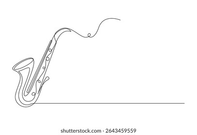 Saxofone em uma única linha Ilustração de instrumento musical minimalista