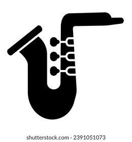 Saxophone solid icon. Jazz trumpet vector illustration isolated on white. Musical wind instrument glyph style design, designed for web and app. Eps 10