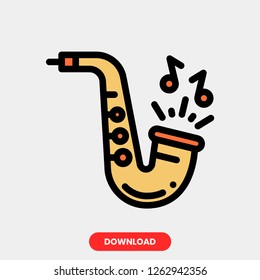 Saxophone Sound concept line icon. Simple element illustration. Saxophone concept outline symbol design. Can be used for web and mobile UI/UX. Modern vector style. Modern vector style. 