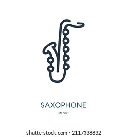 saxophone thin line icon. music, classic linear icons from music concept isolated outline sign. Vector illustration symbol element for web design and apps.