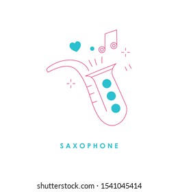 
Saxophone trumpet vector icon. Saxophone symbol. Linear style sign for mobile concept and web design. Saxophone symbol logo illustration. vector graphics - Vector