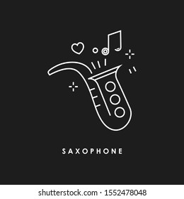 
Saxophone trumpet vector icon. Saxophone symbol. Linear style sign for mobile concept and web design. Saxophone symbol logo illustration. vector graphics - Vector