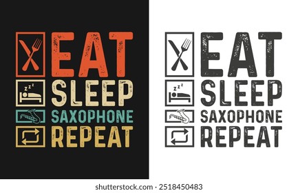 Saxophone t-shirt design, Illustration Vector Graphic typography. Print for t-shirts and another, trendy apparel design