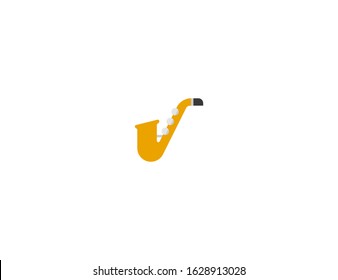 Saxophone vector flat icon. Isolated musical instrument, saxophone emoji illustration 