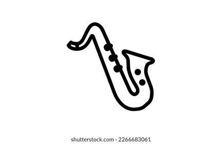 icono del vector saxofónico instrumento de viento de fondo negro y blanco eps 8