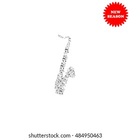 Saxophone vector icon isolated on white background.