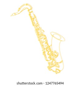 Saxophone. Vector illustration on white background. Sketch. Isolated design element.