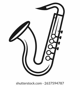 saxophone vector line art icon black and white
