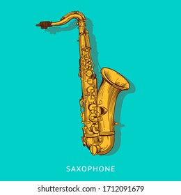 Saxophone Vector Line Art Illustration