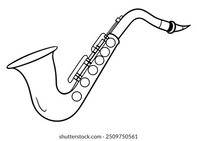 Saxophone vector line art illustration
