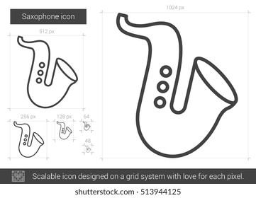Saxophone vector line icon isolated on white background. Saxophone line icon for infographic, website or app. Scalable icon designed on a grid system.
